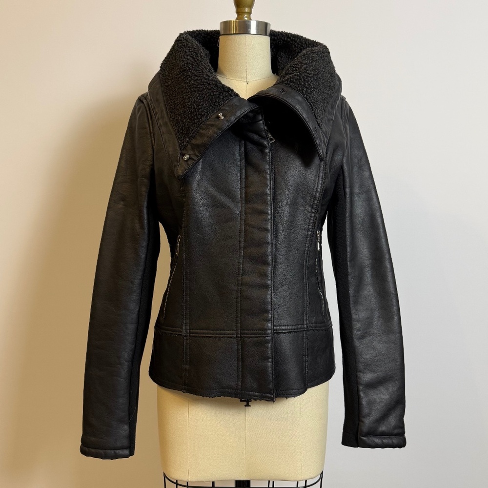Sam Edelman Black Faux Leather Moto Jacket XS
